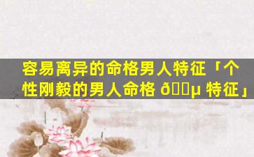 容易离异的命格男人特征「个性刚毅的男人命格 🐵 特征」